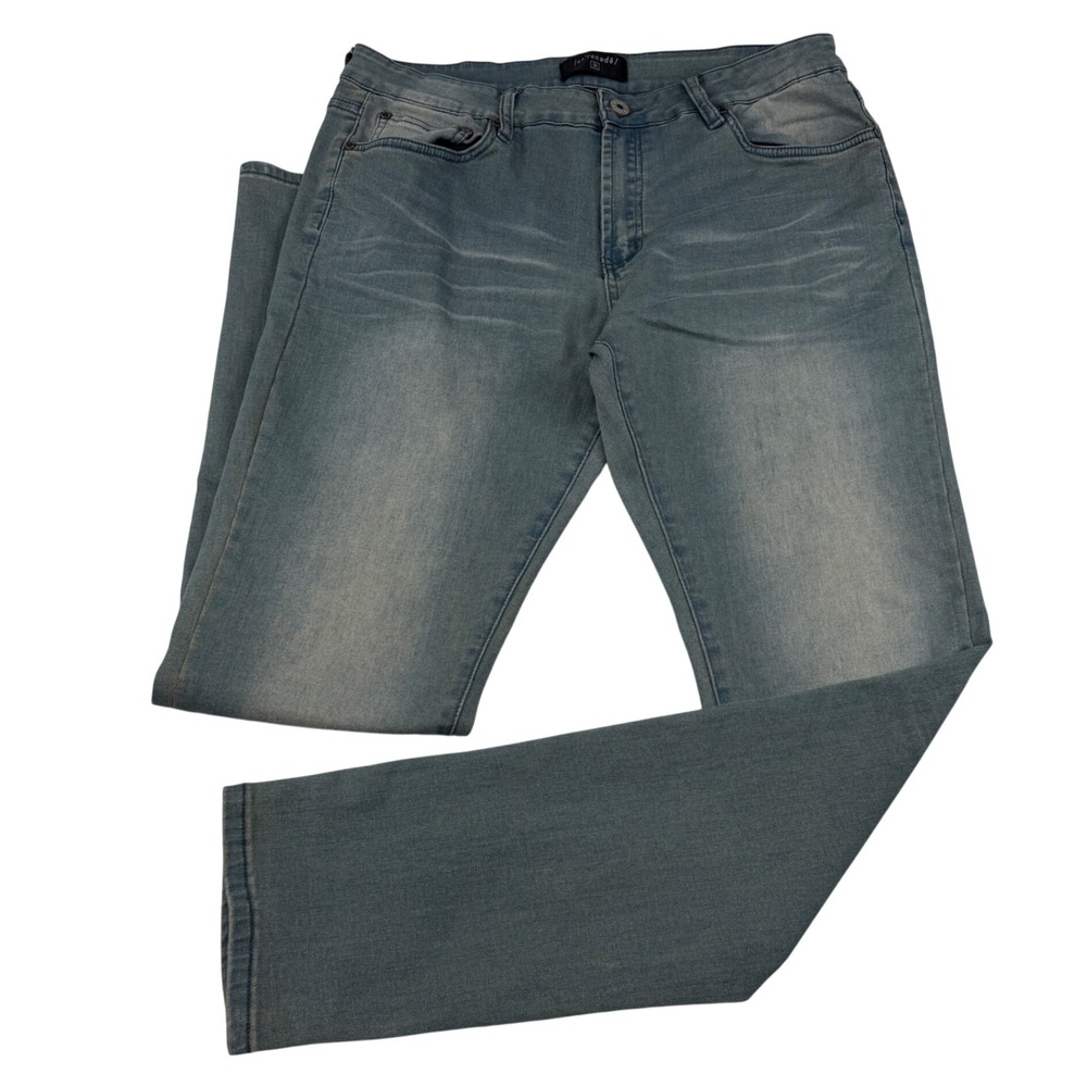 Serenade Slim Fit Jeans Men 36X34 Denim Light Wash Distressed Stretch Streetwear